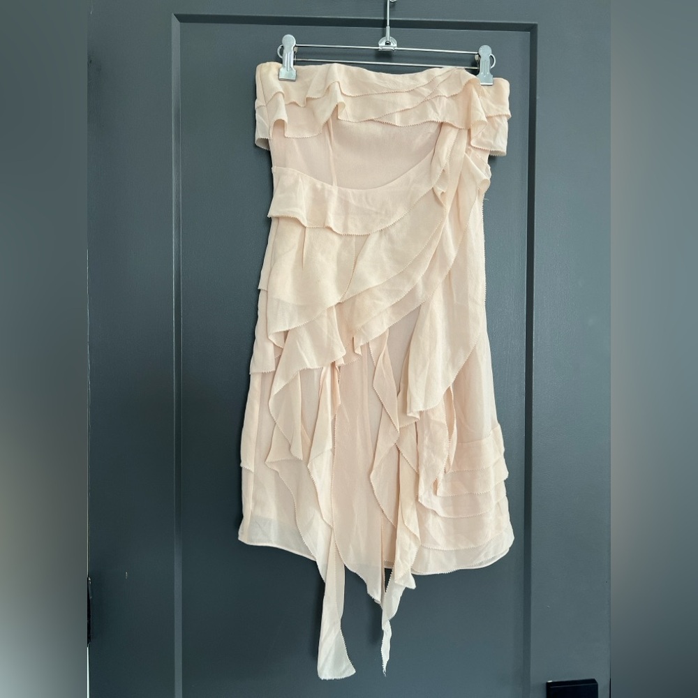 Forever new strapless ruffles mini pink dress size 6